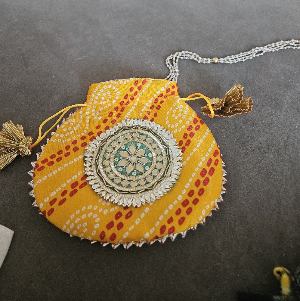 Yellow Embroidered Women's Bag